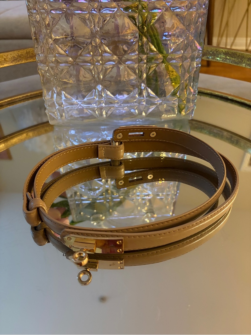 Women’s Double-Wrap Leather Bracelet - Taupe H style belt